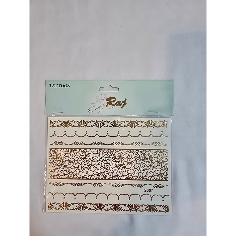 Raj Metallic Temporary Tattoos Body Art Gold Silver Henna Style Stickers Lot‎ - Picture 8 of 11